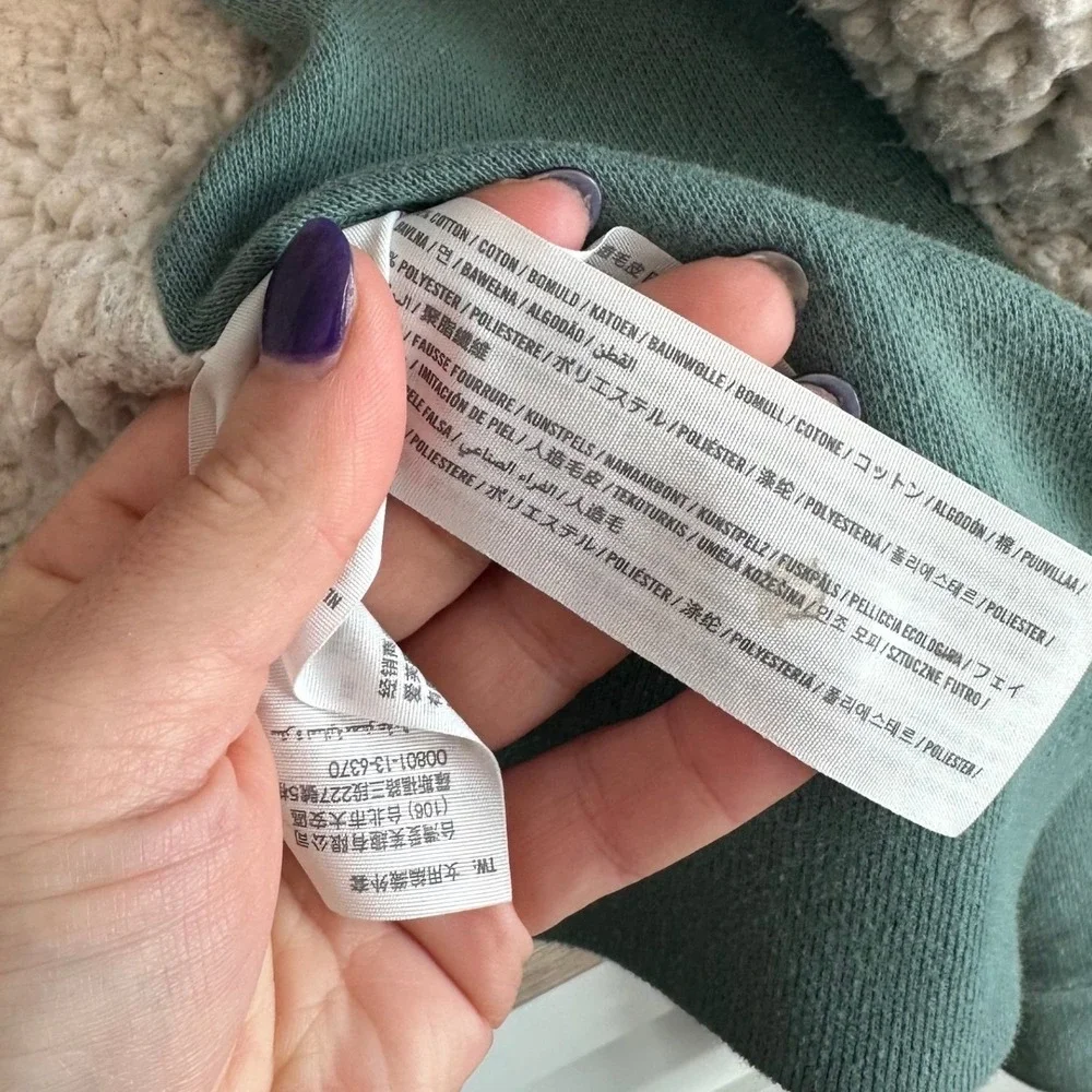 VTG Y2K Abercrombie Sherpa Lined Hoodie Full‎ Zip Teal Spellout Women's M Rare - Picture 5 of 11